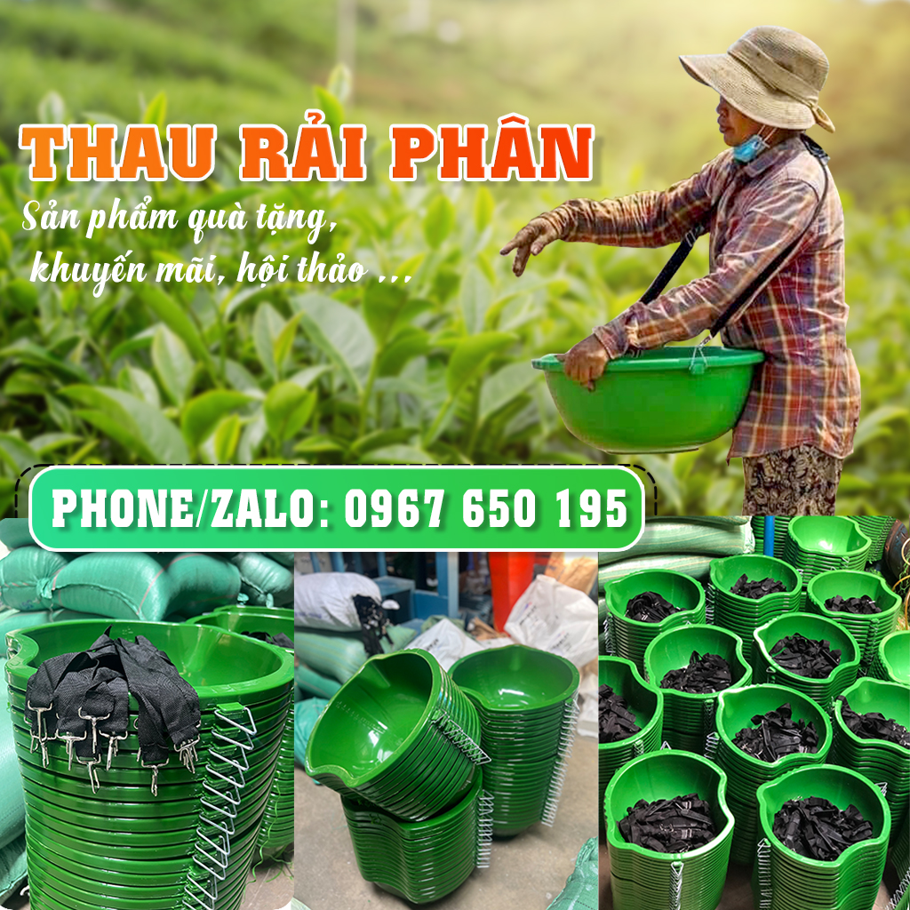 Thau rải phân, thúng rải phân bón, chậu rắc phân